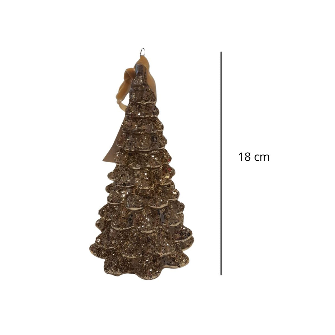 GLASS TREE ORNAMENT GOLD 18CM
