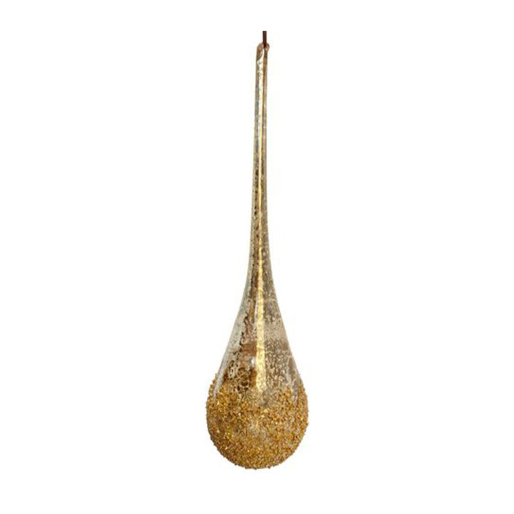 GLASS DROP ANTIQUE GOLD GLITTERED BOTTOM 49CM