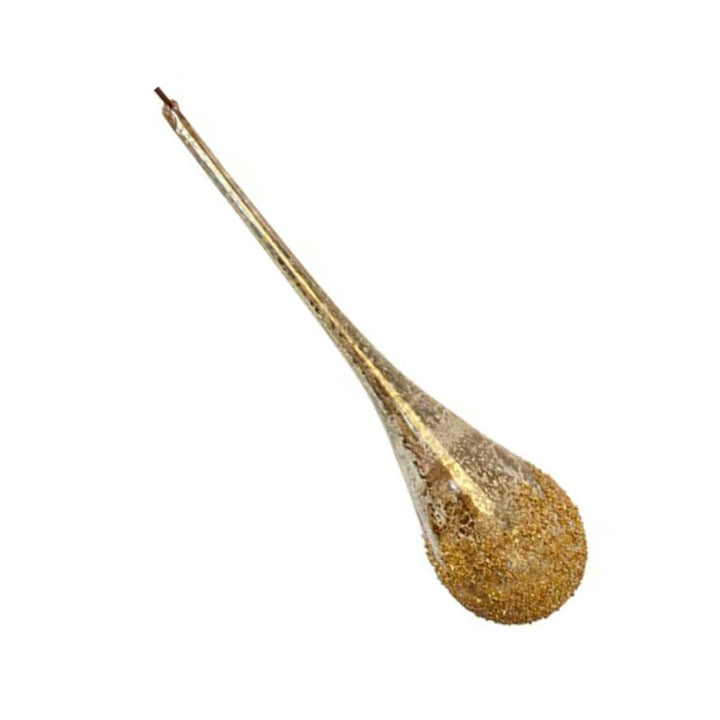 GLASS DROP ANTIQUE GOLD GLITTERED BOTTOM 49CM