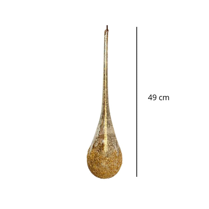 GLASS DROP ANTIQUE GOLD GLITTERED BOTTOM 49CM