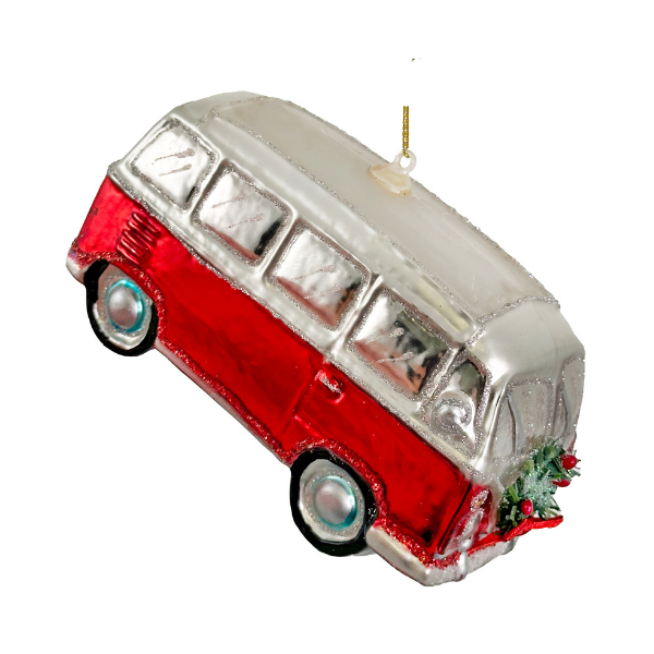 Glass van ornament red-silver 13cm pc - SHISHI - Compralo en CorinneRegalos.com