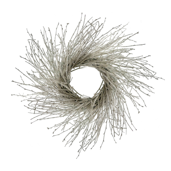 Branch wreath white flocked 50cm pc - SHISHI - Compralo en CorinneRegalos.com