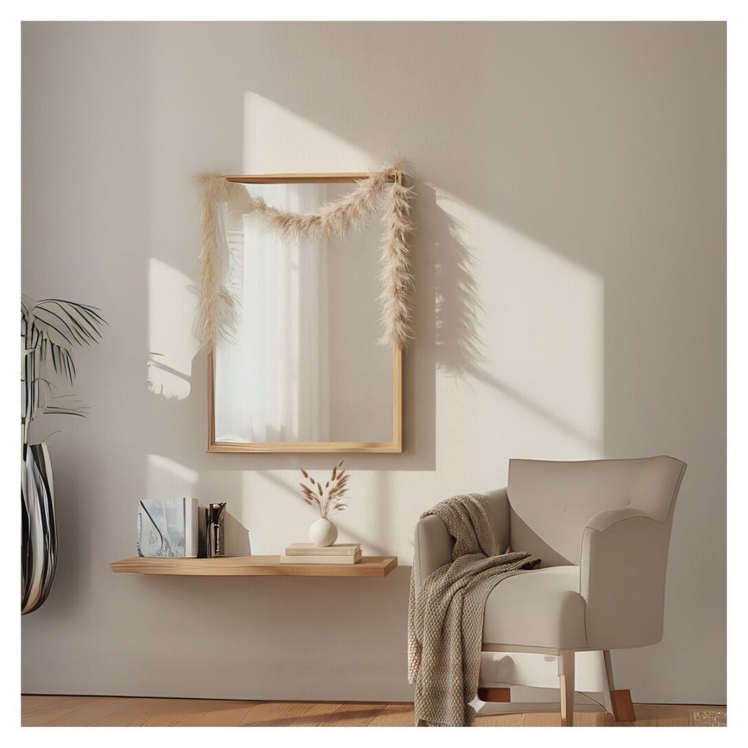 FEATHER GARLAND BEIGE 120CM