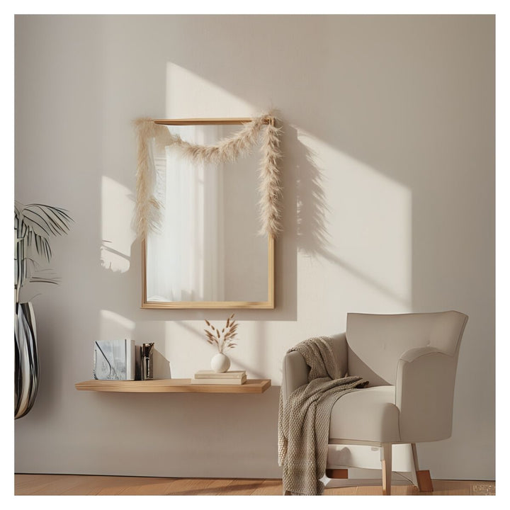 FEATHER GARLAND BEIGE 120CM