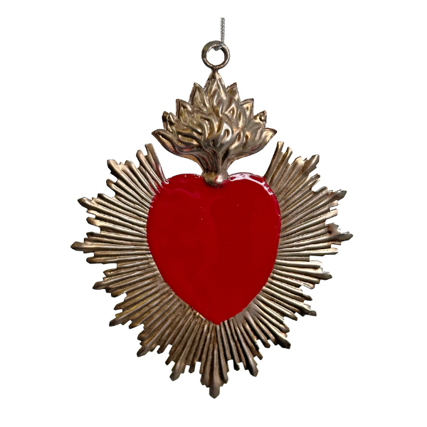 Burning heart antique silver with red - SHISHI - Compralo en CorinneRegalos.com