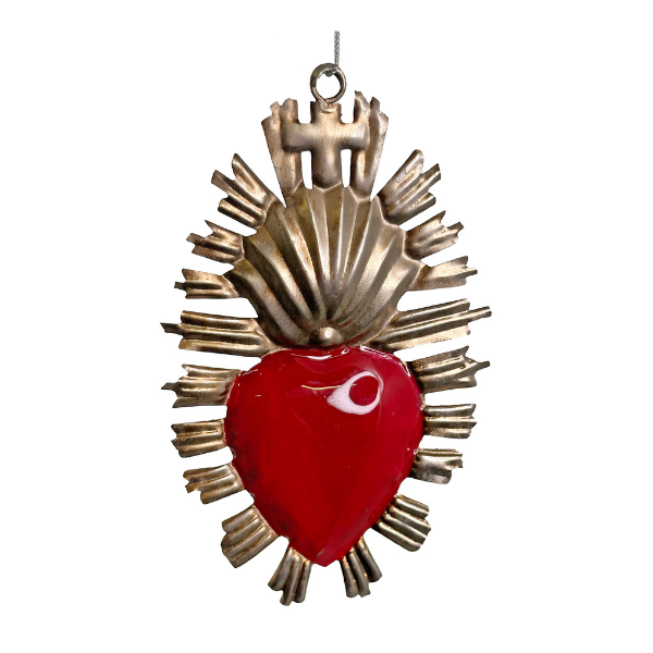 Burning heart antique silver with red - SHISHI - Compralo en CorinneRegalos.com