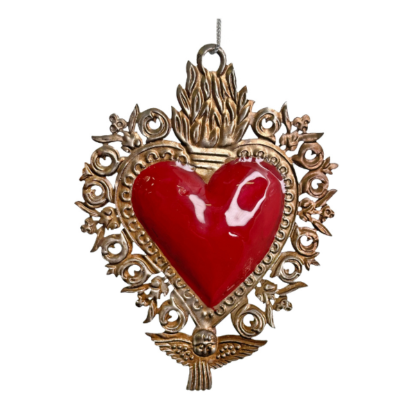 Burning heart antique silver with red - SHISHI - Compralo en CorinneRegalos.com