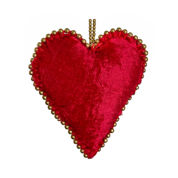 Velvet heart with brass beads ornament - SHISHI - Compralo en CorinneRegalos.com