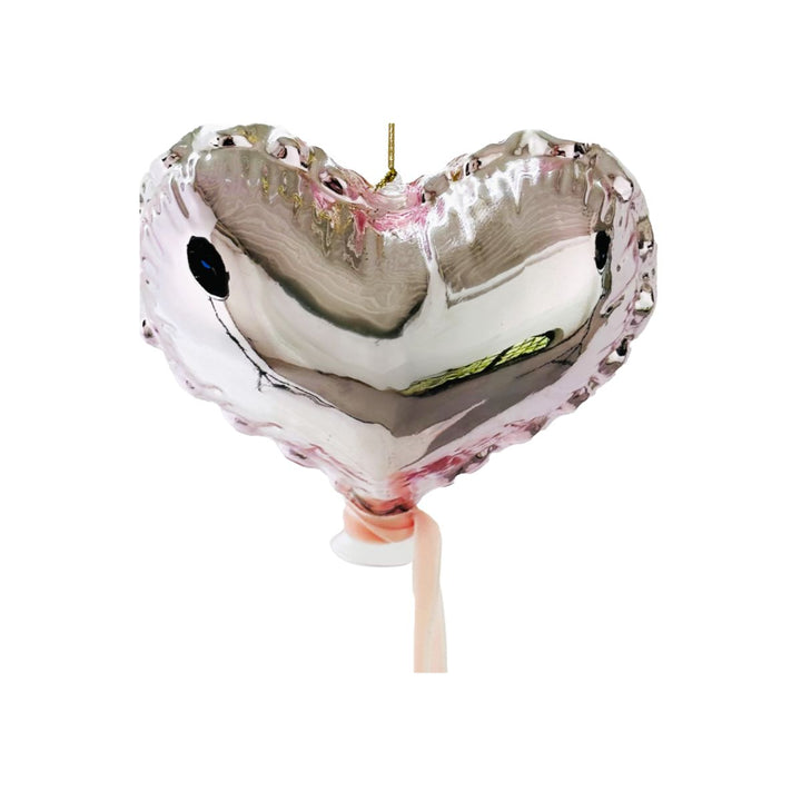 GLASS HEART BALLOON PINK 12CM