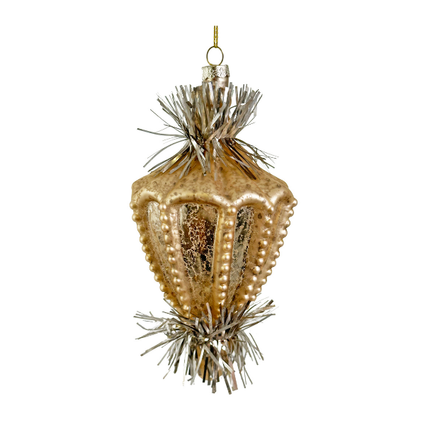 Glass drop antique silver-gold with tinsel - SHISHI - Compralo en CorinneRegalos.com