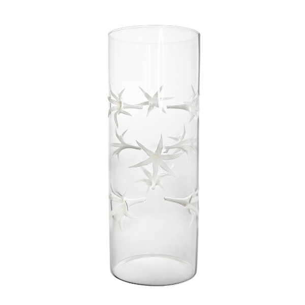 Glass cylinder vase with pressed white - SHISHI - Compralo en CorinneRegalos.com