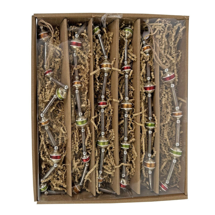 GLASS BEAD GARLAND SILVER WITH COLORED BALLS 180CM