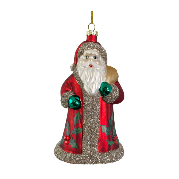 Glass Santa ornament mat red silver - SHISHI - Compralo en CorinneRegalos.com