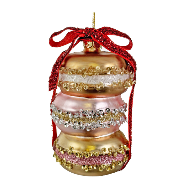 Glass macaroons gold-pink 9cm pc - SHISHI - Compralo en CorinneRegalos.com