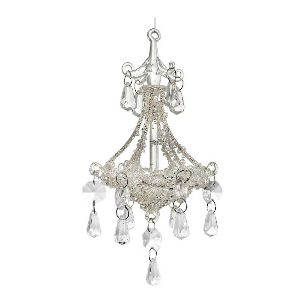 Glass chandelier silver glitter and beads - SHISHI - Compralo en CorinneRegalos.com