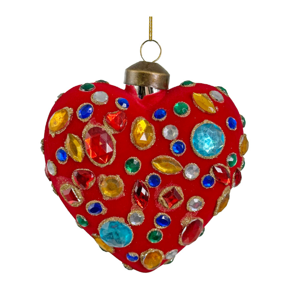 Glass heart red velvet w/colored gems - SHISHI - Compralo en CorinneRegalos.com