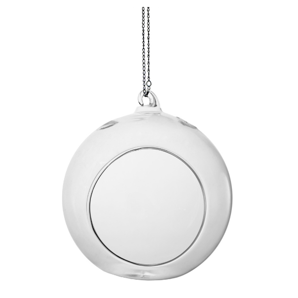 Glass T-light ball clear with metal chain - SHISHI - Compralo en CorinneRegalos.com