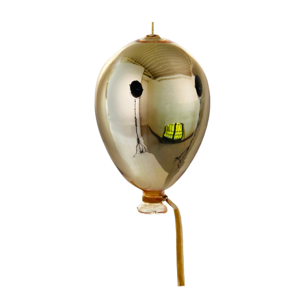 Glass balloon shiny gold w/velvet ribbon - SHISHI - Compralo en CorinneRegalos.com