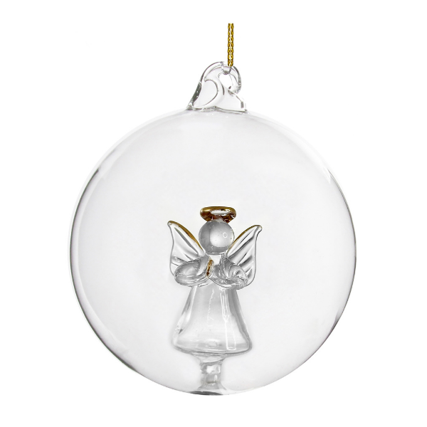 Glass ball clear w/gilded angel inside - SHISHI - Compralo en CorinneRegalos.com