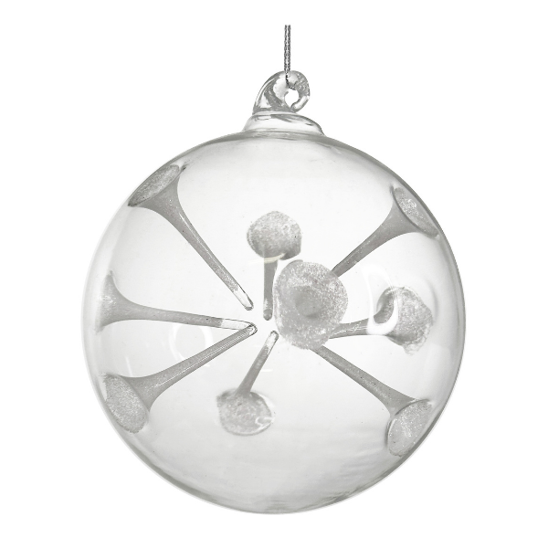 Glass ball clear pressed lines with white - SHISHI - Compralo en CorinneRegalos.com