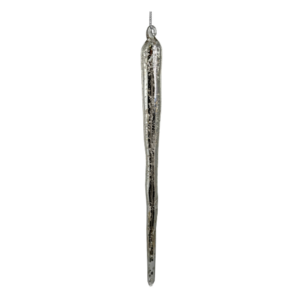 Glass icicle antique silver 25cm pc - SHISHI - Compralo en CorinneRegalos.com