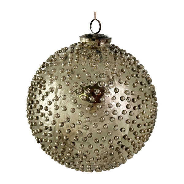 Glass ball dotted aged silver 20cm pc - SHISHI - Compralo en CorinneRegalos.com