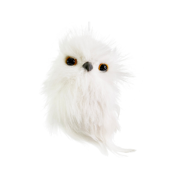 Furry owl ornament white 11cm pc - SHISHI - Compralo en CorinneRegalos.com