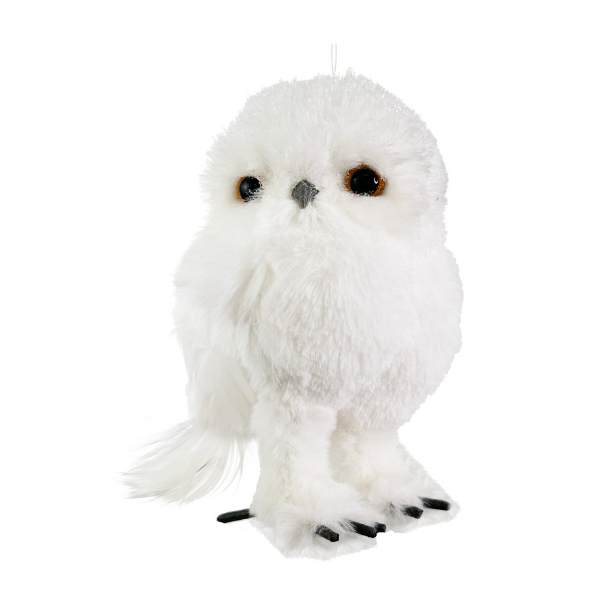 Furry owl ornament white 14cm pc - SHISHI - Compralo en CorinneRegalos.com