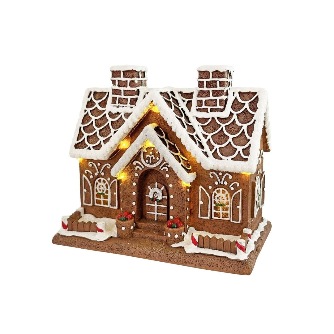 "GINGERBREAD HOUSE WITH LED 17X11X16CM; OPERATED BY 3*AA BATTERIES EXCLUDED"