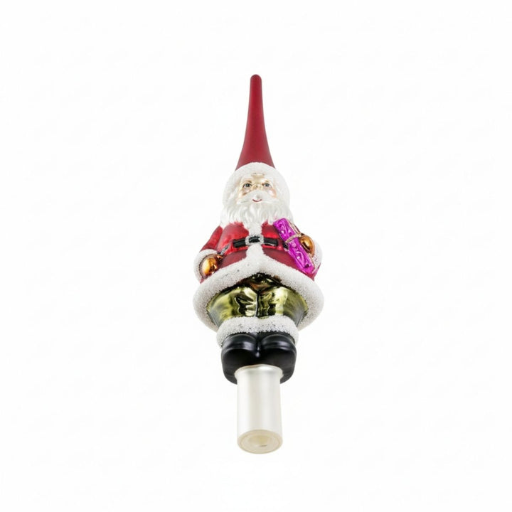 GLASS SANTA TREE TOP 30CM
