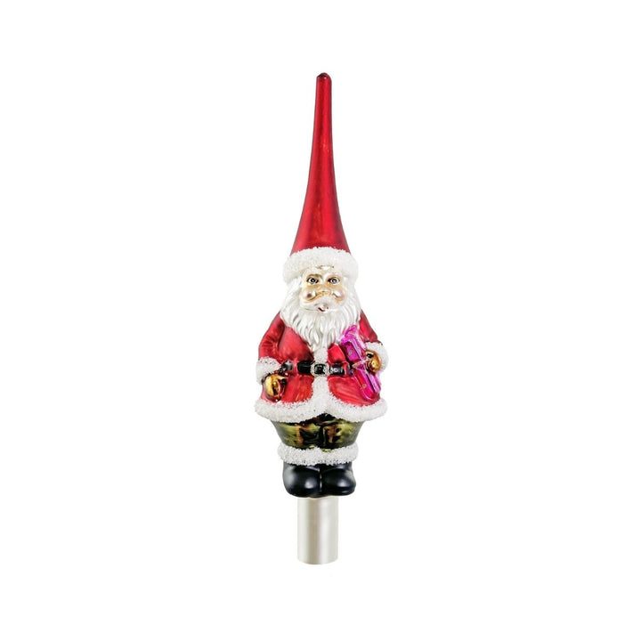 GLASS SANTA TREE TOP 30CM