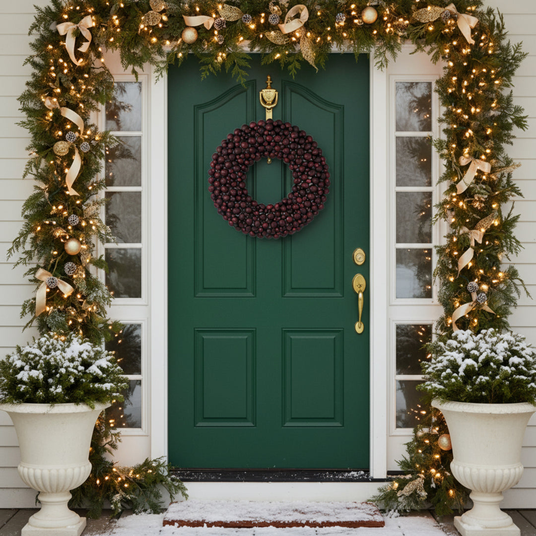 BUBBLE WREATH MAT BURGUNDY 74CM