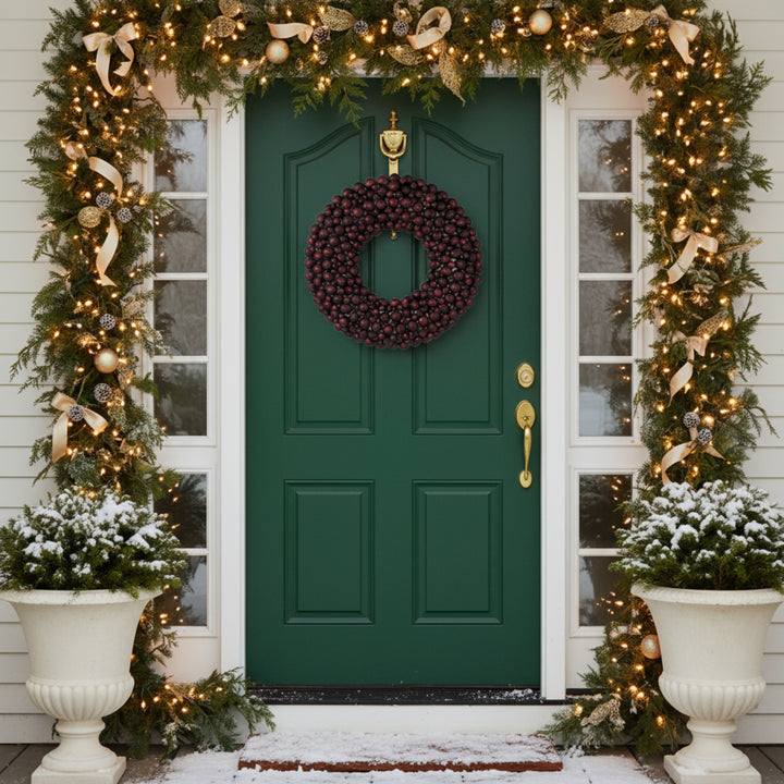 BUBBLE WREATH MAT BURGUNDY 74CM