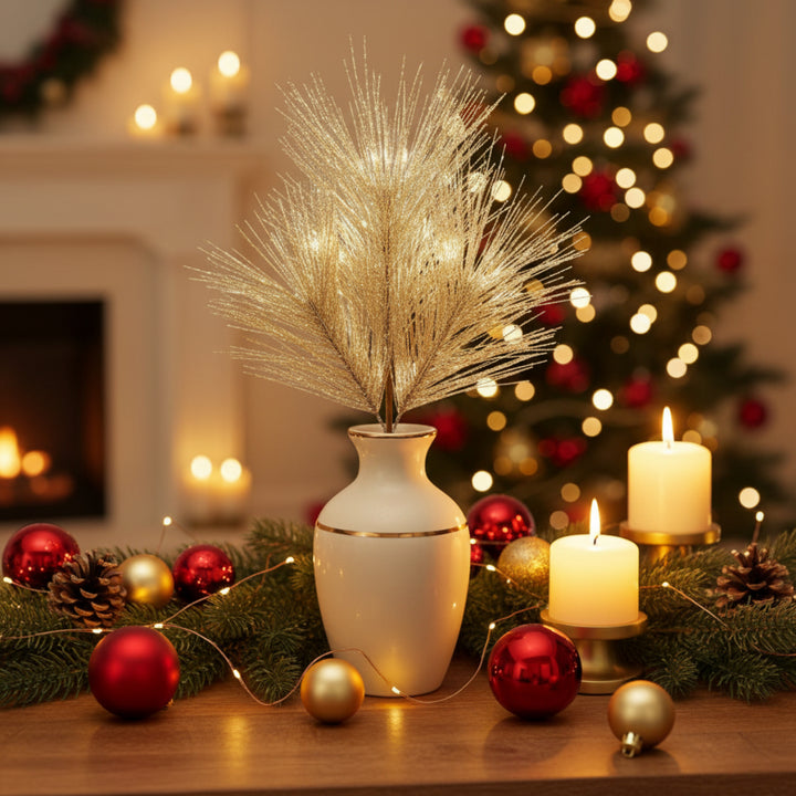 GLITTER BRANCH CHAMPAGNE 80CM