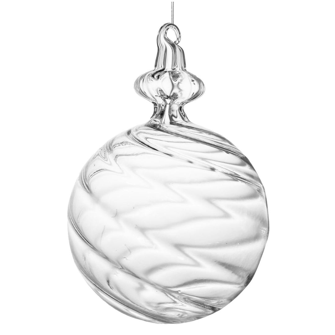 GLASS BALL TWISTED TRANSPARENT DROP HOOK 12X17.5CM