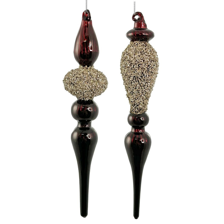 GLASS DROP LINED SHINY RED W/CHAMPAGNE GLASS GLITTER MIX2 20CM