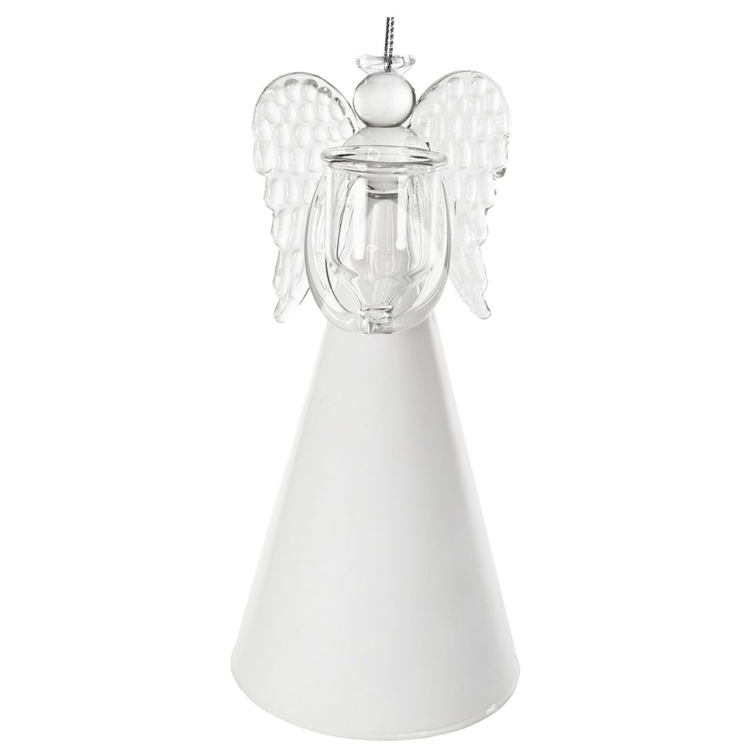 GLASS ANGEL HOLDING CH WHITE SKIRT 15CM