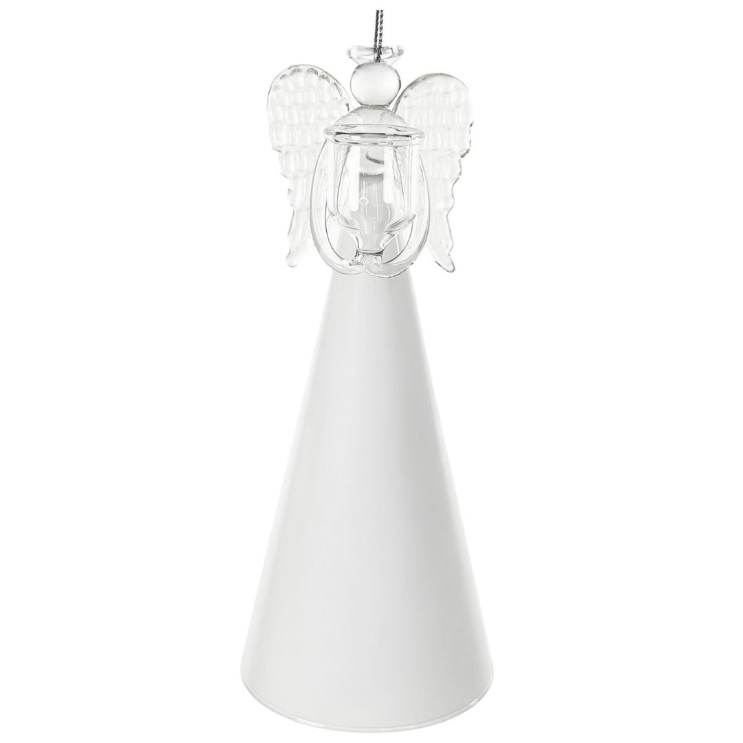 GLASS ANGEL HOLDING CH WHITE SKIRT 20CM
