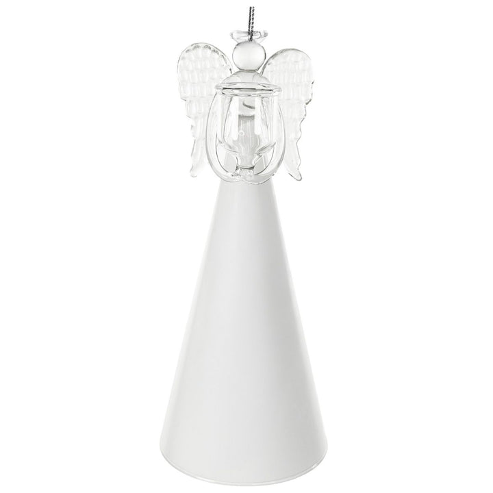 GLASS ANGEL HOLDING CH WHITE SKIRT 20CM
