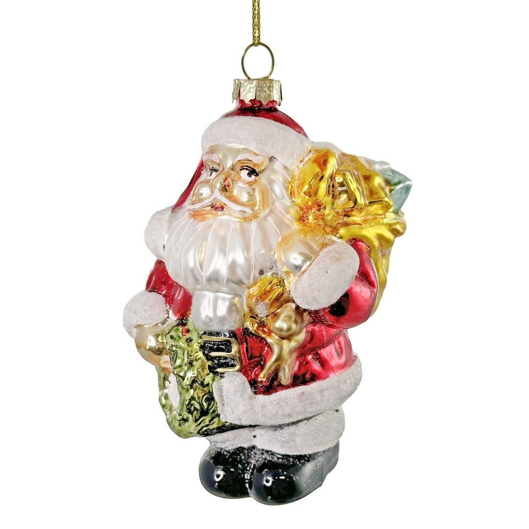 GLASS SANTA RED-WHITE MAT 13CM