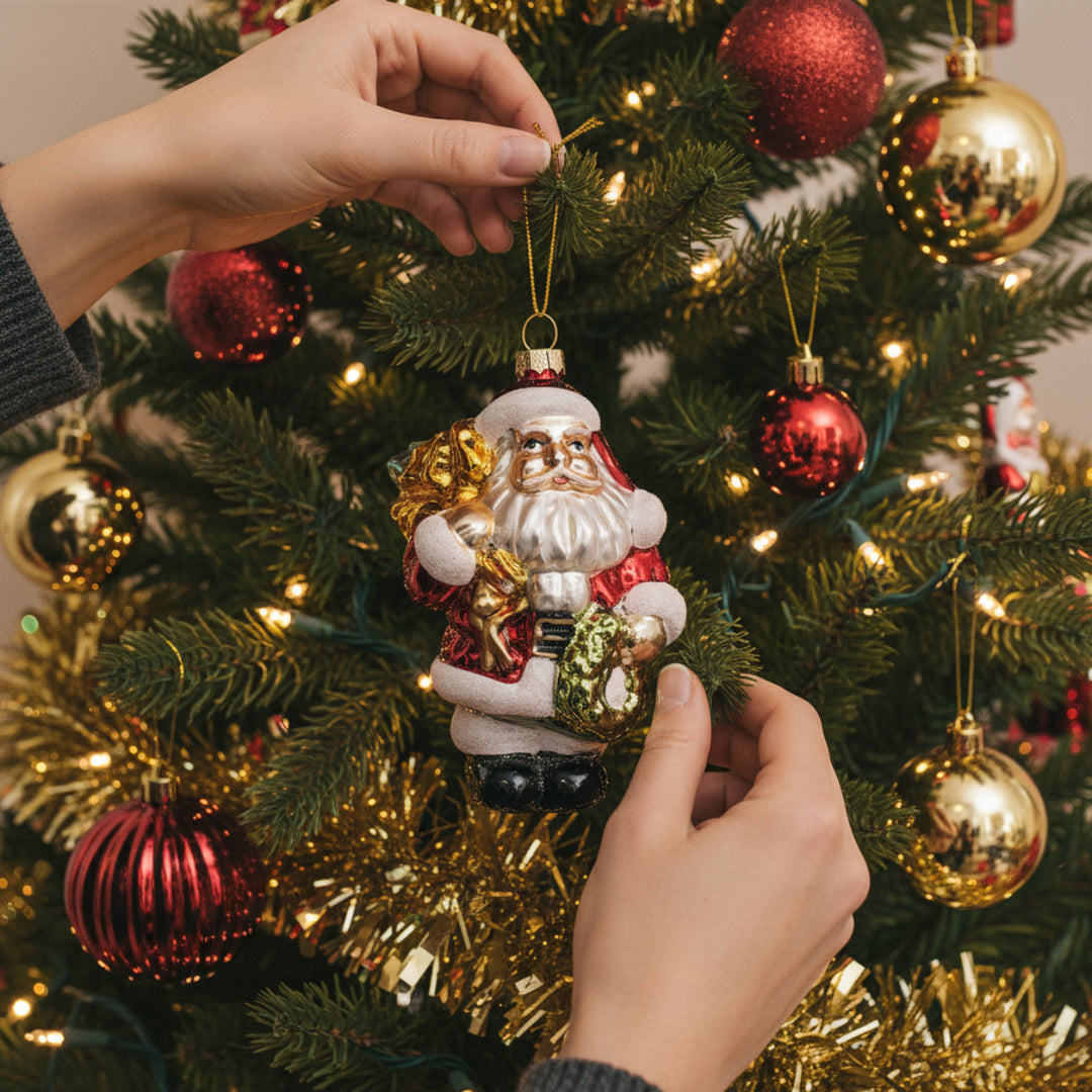 GLASS SANTA RED-WHITE MAT 13CM