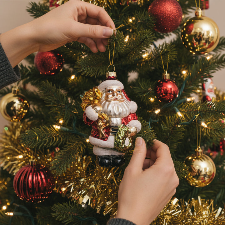 GLASS SANTA RED-WHITE MAT 13CM