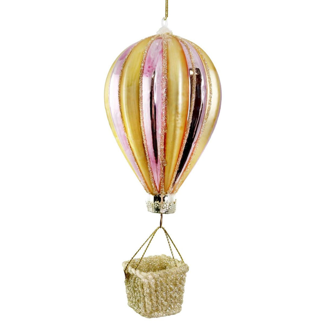 GLASS HOT AIR BALLOON PINK-GOLD SHINY W/GOLD GLITTER 14CM - SHISHI - Compralo en CorinneRegalos.com