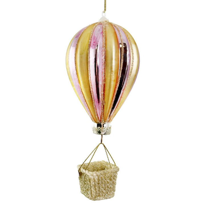 GLASS HOT AIR BALLOON PINK-GOLD SHINY W/GOLD GLITTER 14CM - SHISHI - Compralo en CorinneRegalos.com