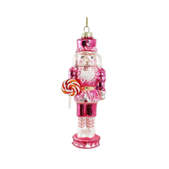 GLASS NUTCRACKER PINK 15CM