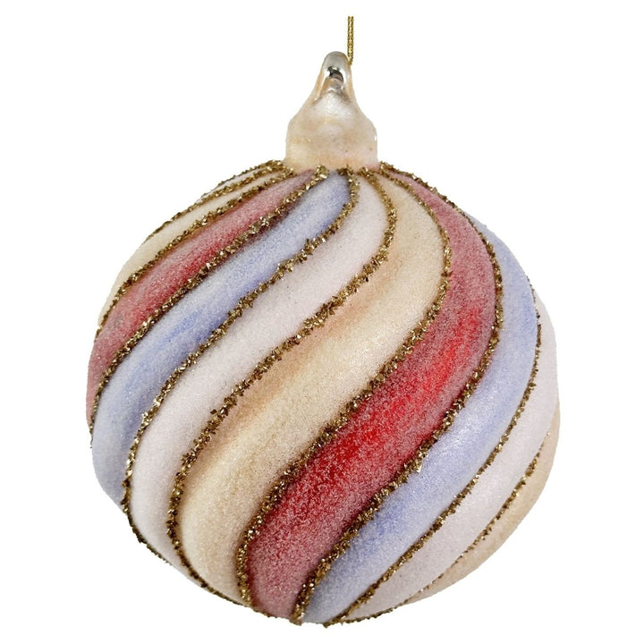 GLASS BALL DIAGONAL LINED MULTICOLOR BEADED 10CM - SHISHI - Compralo en CorinneRegalos.com
