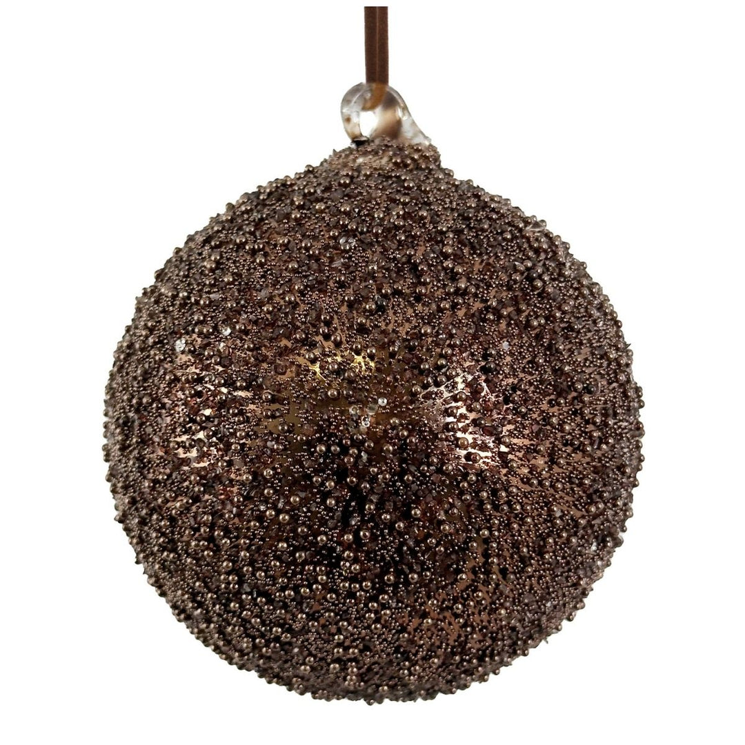 GLASS BALL SHINY COPPER BEADED 8CM