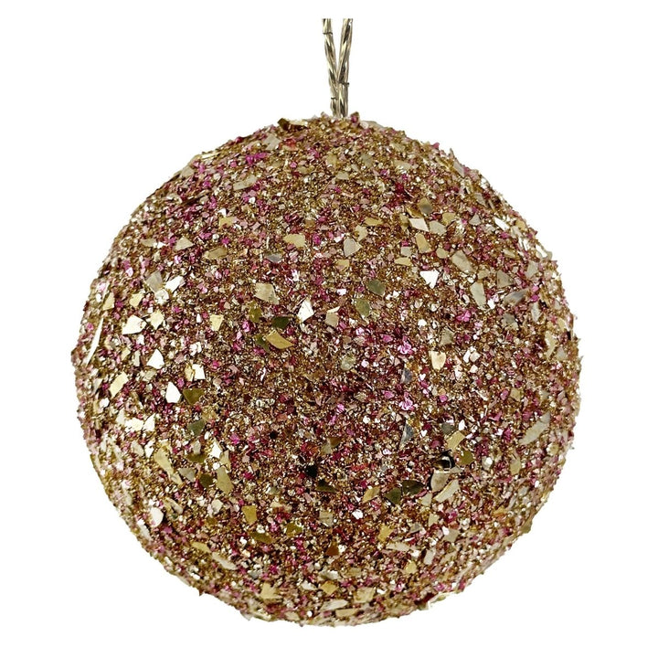 GLITTER FLAKES BALL GOLD PINK 10CM