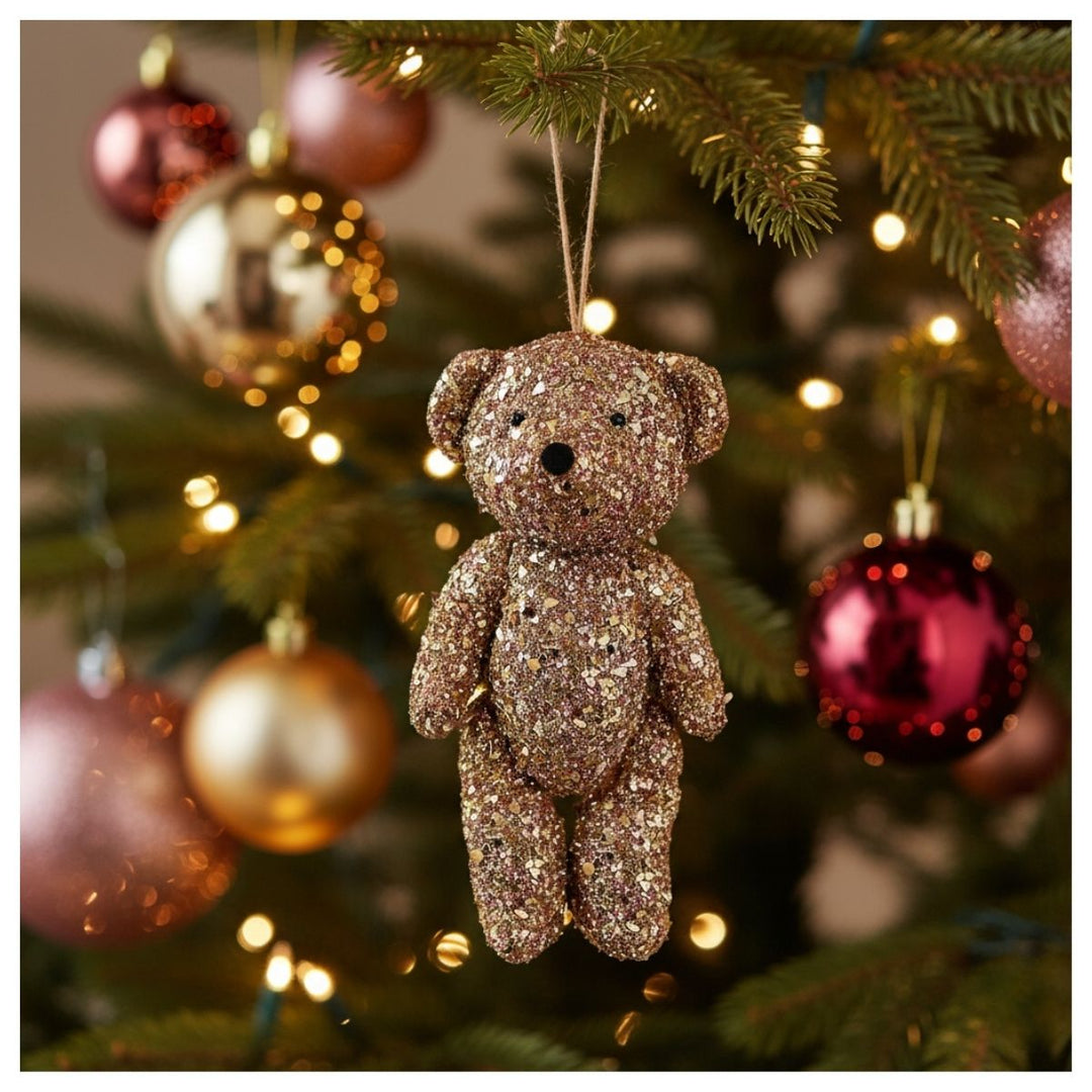 GLITTER BEAR GOLD-PINK 23CM