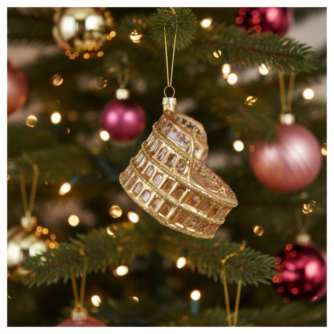 GLASS COLOSSEUM CLEAR GOLD 9CM